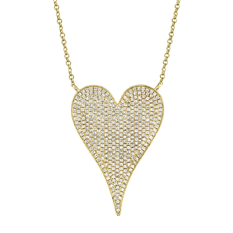 silver arrow pendant necklace 14K Yellow Gold Pave Heart Necklace (Jumbo)