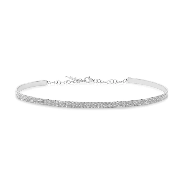adjustable rope bracelet handmade 14K White Gold Diamond Choker Necklace