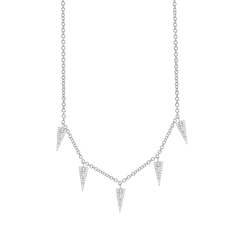 real ruby pendant necklace 14K White Gold Diamond Pave Triangle Necklace