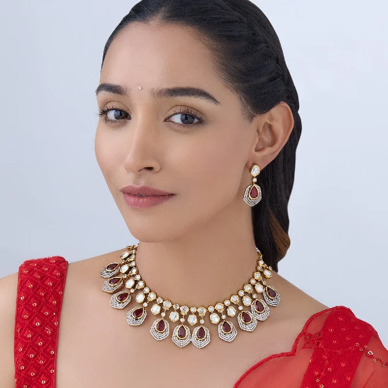 black and gold wedding band Kundan Necklace 165820