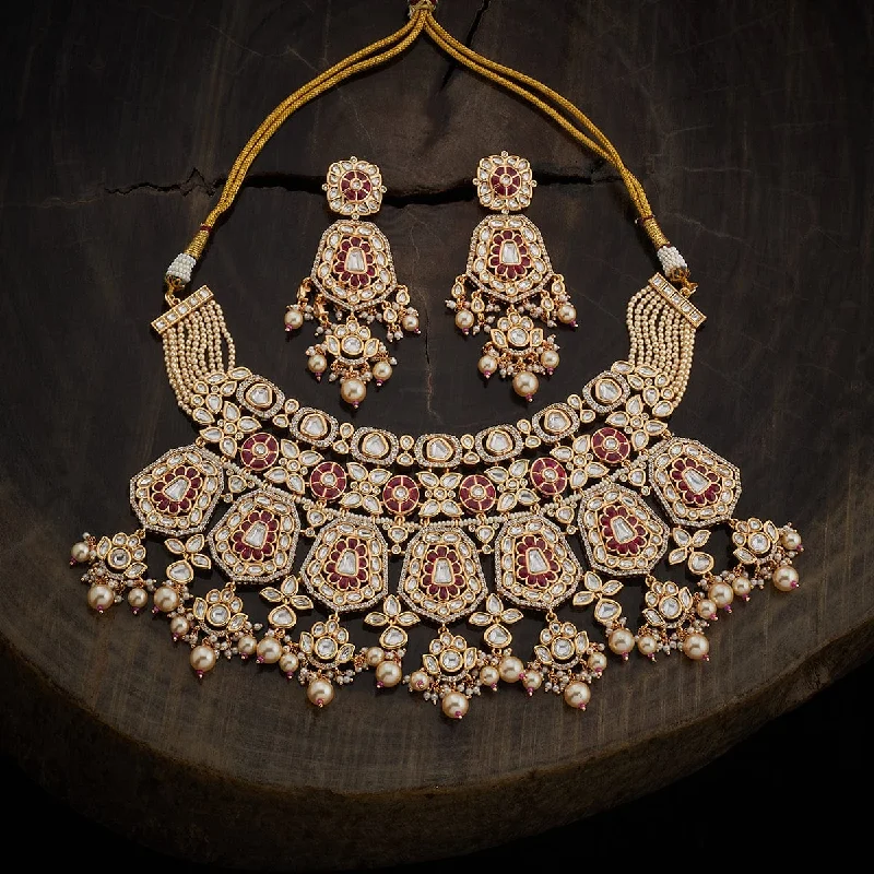 personalized name ring Kundan Necklace 167019