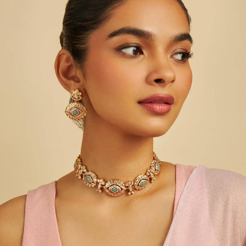 natural garnet gemstone ring Kundan Necklace 169670