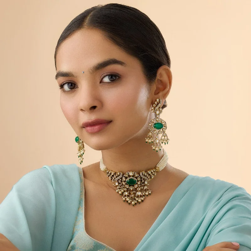 dainty gemstone chain bracelet Kundan Necklace 170766