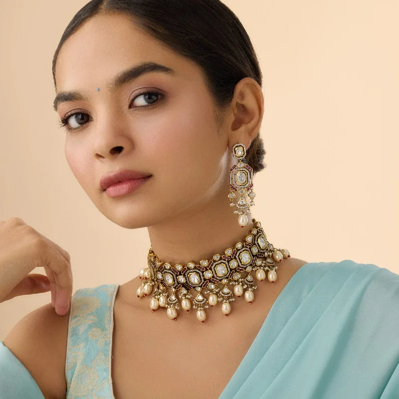 diamond halo stud earrings Kundan Necklace 170768