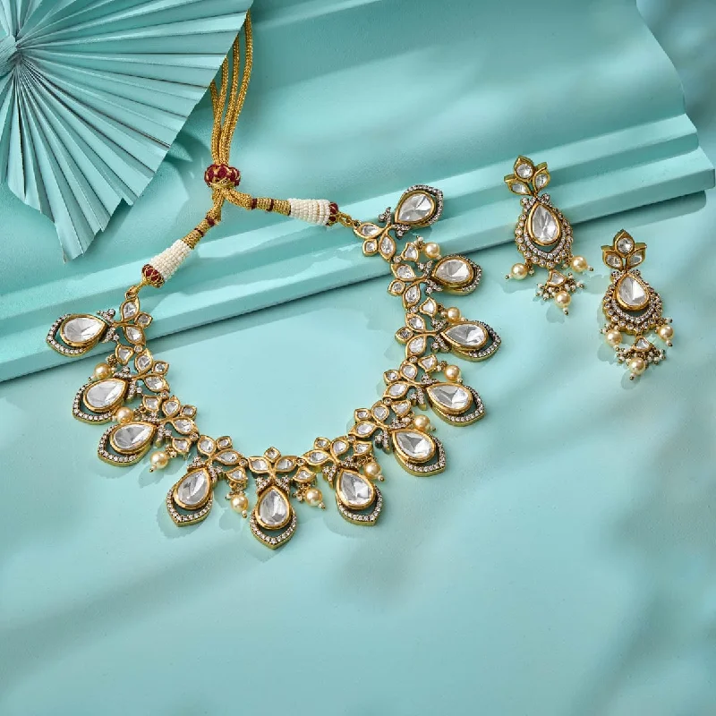 rose gold initial pendant necklace Kundan Necklace 170773