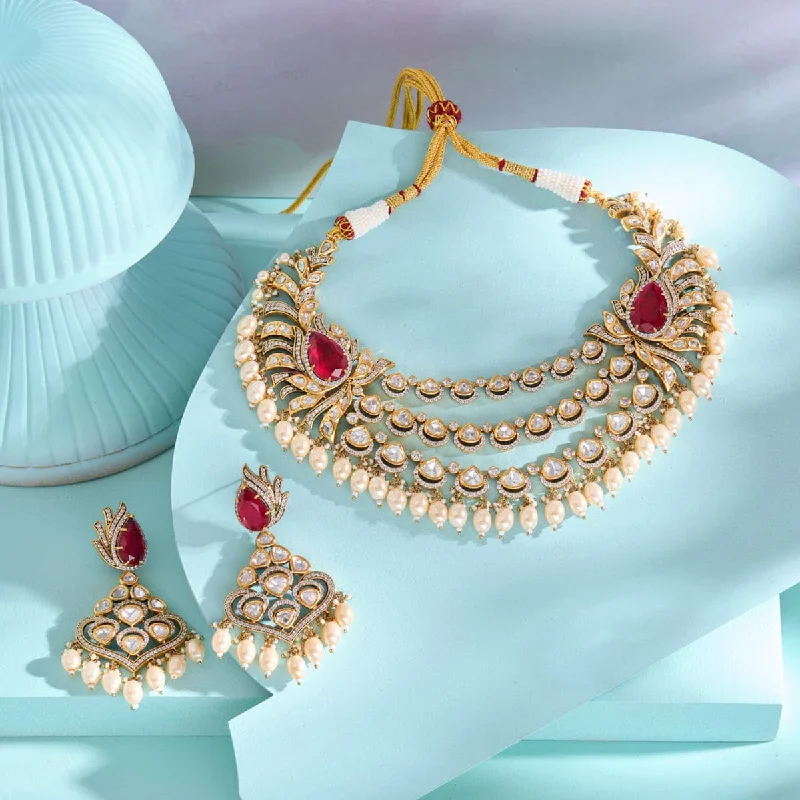 round-cut blue sapphire earrings Kundan Necklace 170786