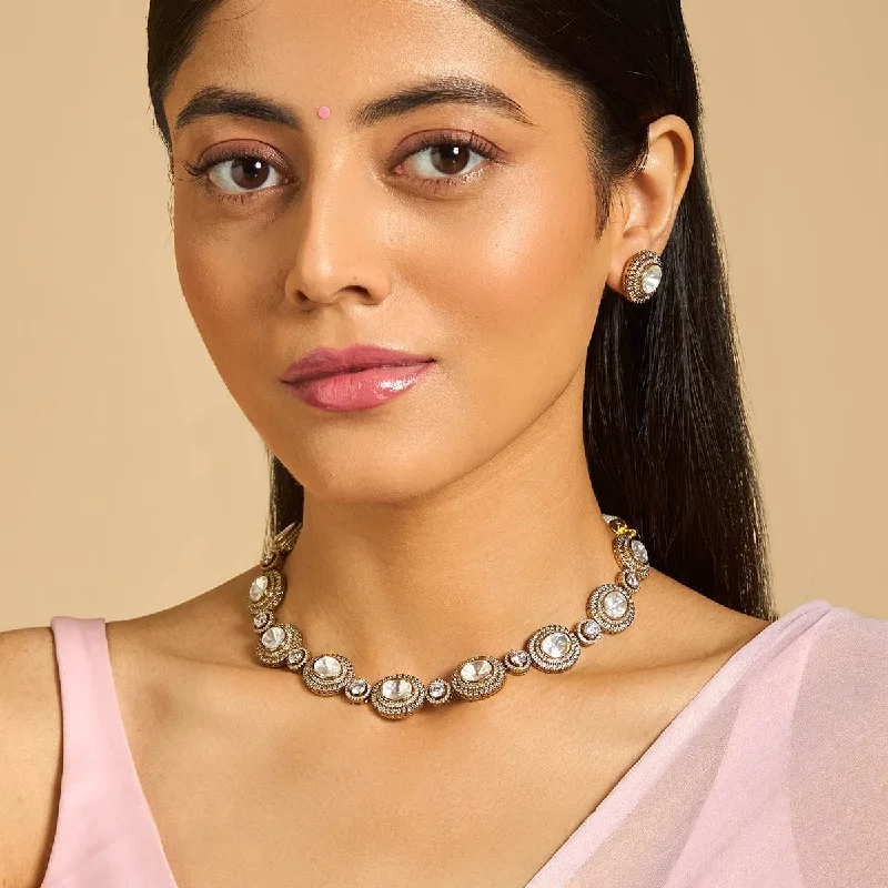 chunky gold chain necklace Kundan Necklace 173509