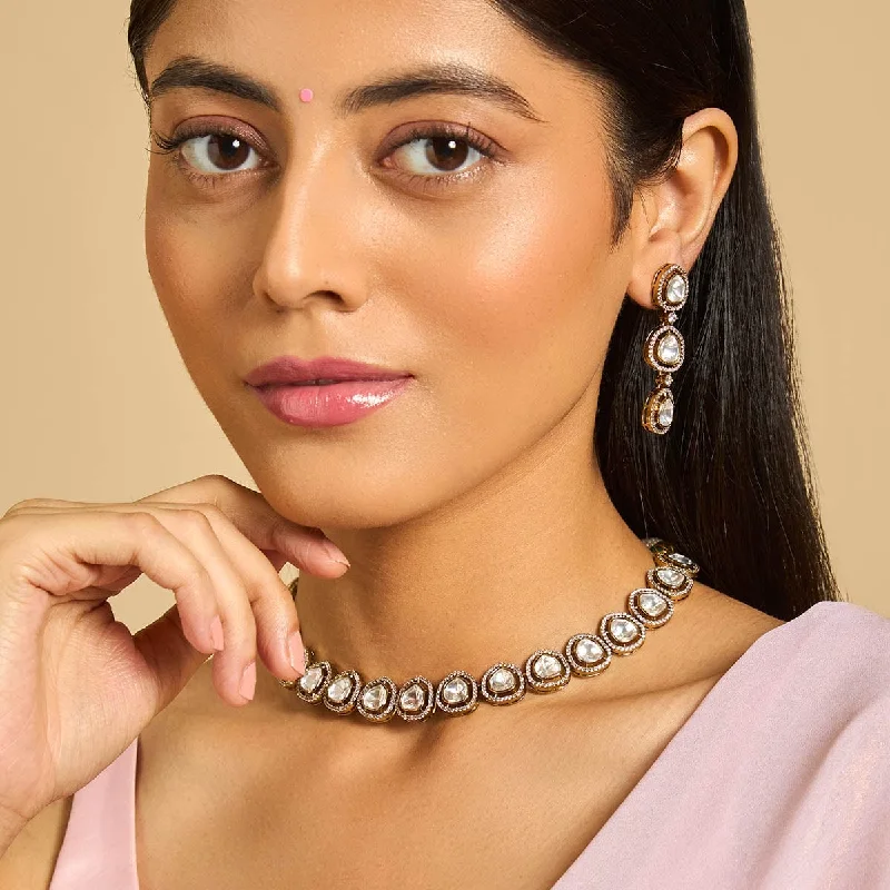 personalized name ring Kundan Necklace 173510
