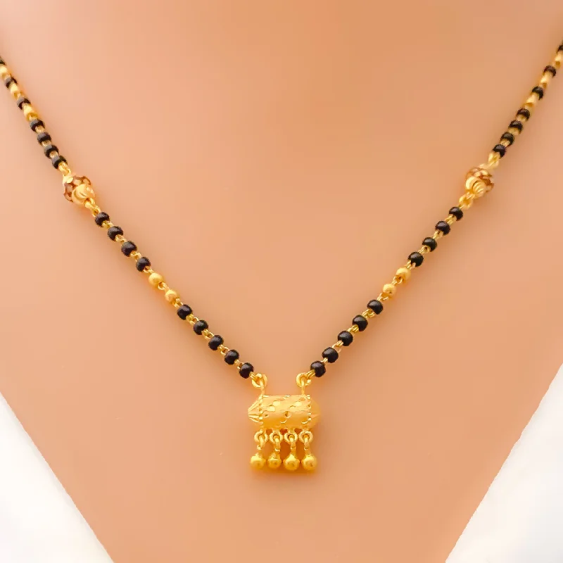 dainty gold chain earrings Lavish Twinkling Tassel 22k Gold Mangal Sutra