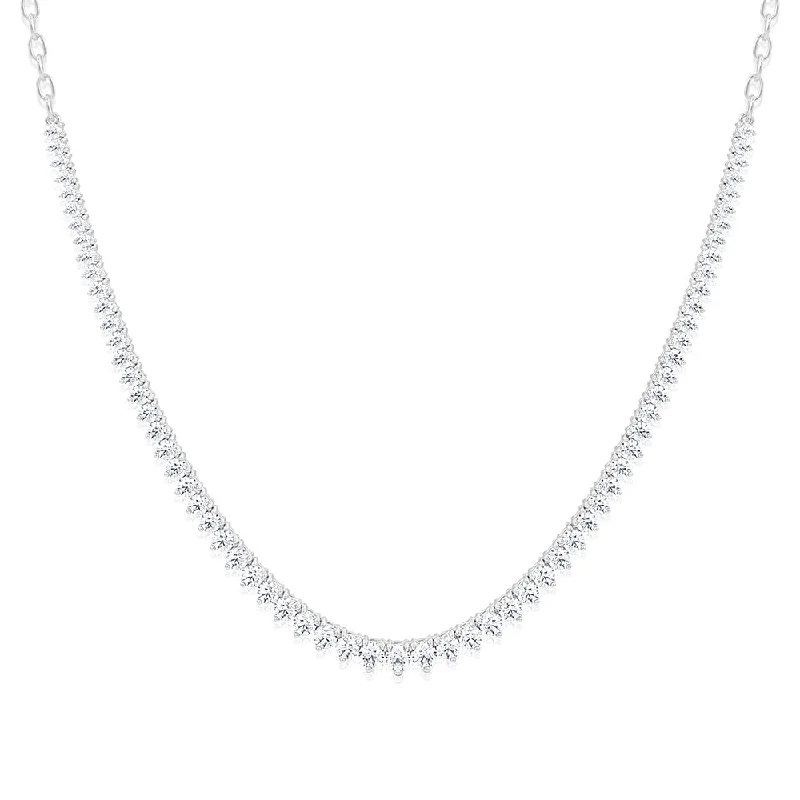 gold-plated chain necklace with charms Luminesce Lab Grown 10ct White Gold Tennis Necklace in 5 Carat Diamond