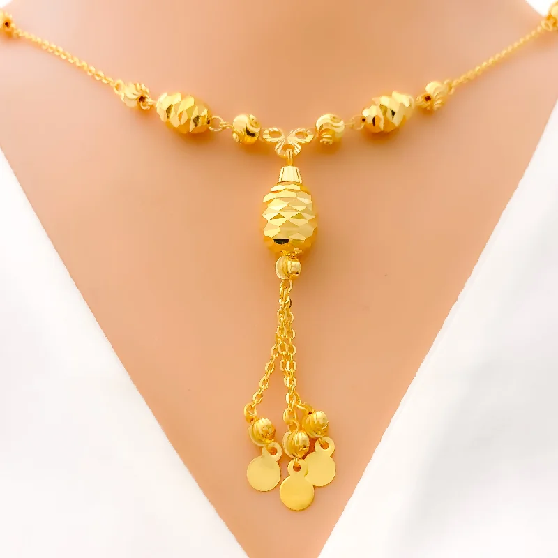 vintage-style floral brooch Magnificent Faceted Bead 21k Gold Necklace