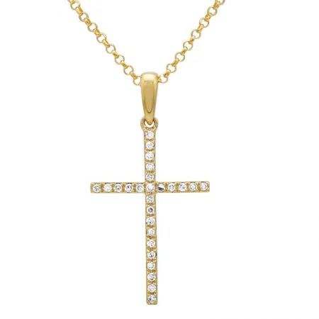 sterling silver infinity loop ring 14K Yellow Gold Medium Diamond Cross Necklace