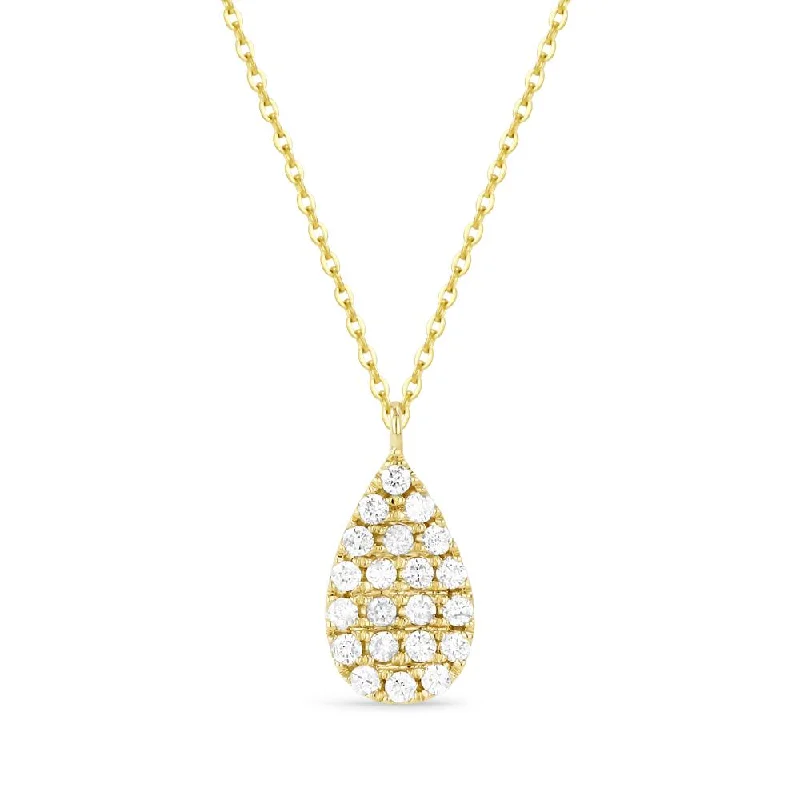 MODERN YELLOW GOLD TEARDROP SHAPED DIAMOND PENDANT NECKLACE, .14 CT TW