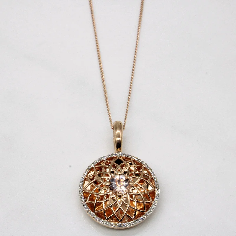 Celtic knot wedding band Morganite & Diamond Pendant & Necklace | 0.60ct, 0.20ctw | 16" |