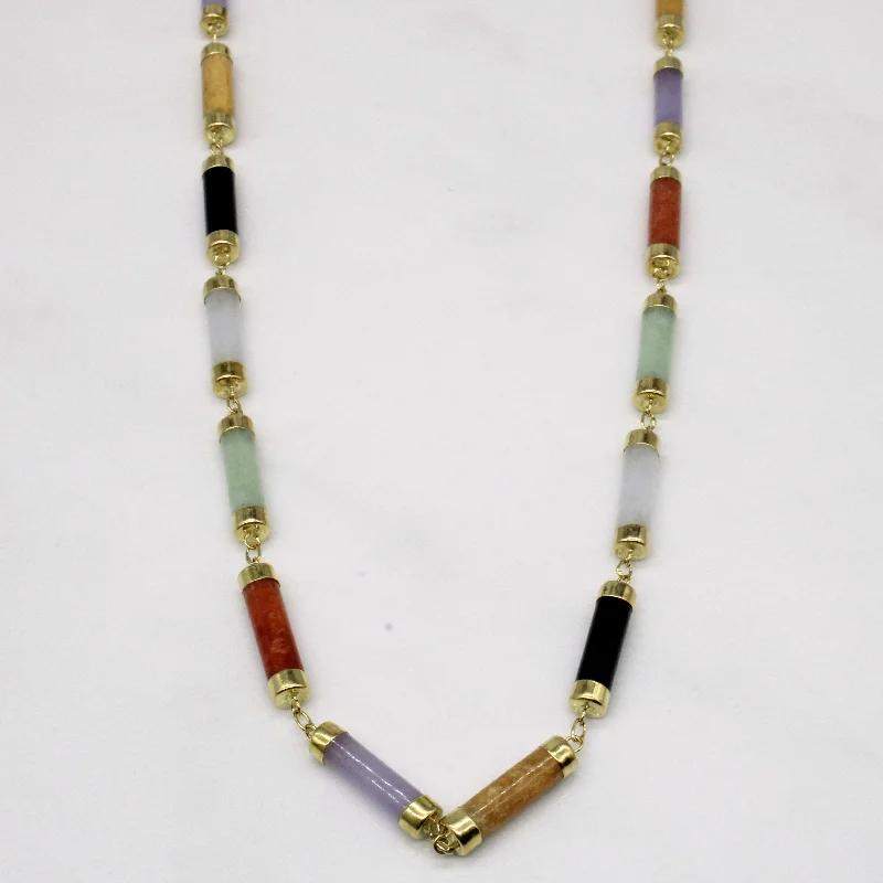personalized couple’s bracelet engraved Multi Colour Jade Necklace | 45.00ctw | 18" |