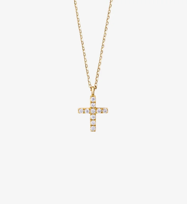 Diamond Cross Necklace 0.10 in 14K Yellow Gold