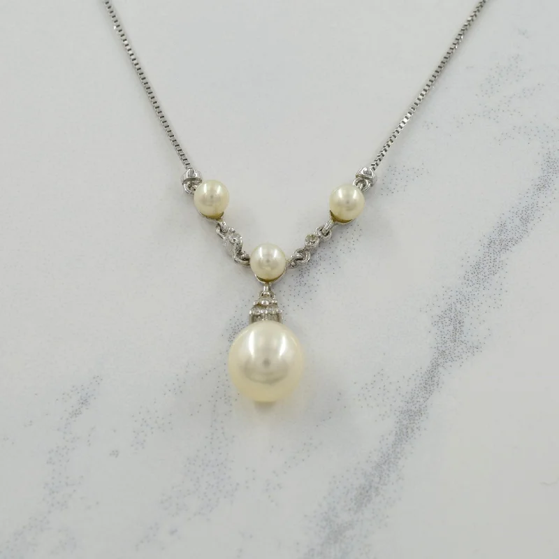 cubic zirconia tennis necklace Pearl & Diamond Pendant Necklace | 2.70ctw, 0.05ctw | 17" |