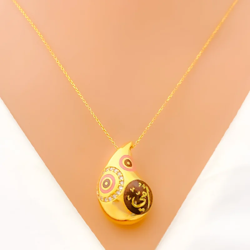 custom engraved wedding band Posh Glowing Drop 21k Gold CZ Necklace