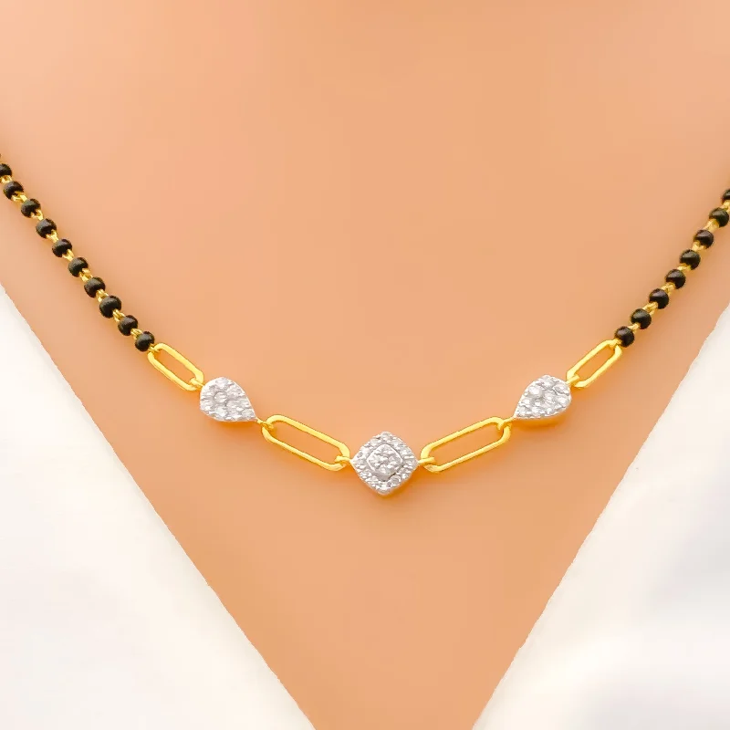 tiny diamond cross necklace Posh Symmetrical Diamond + 18k Gold Mangal Sutra