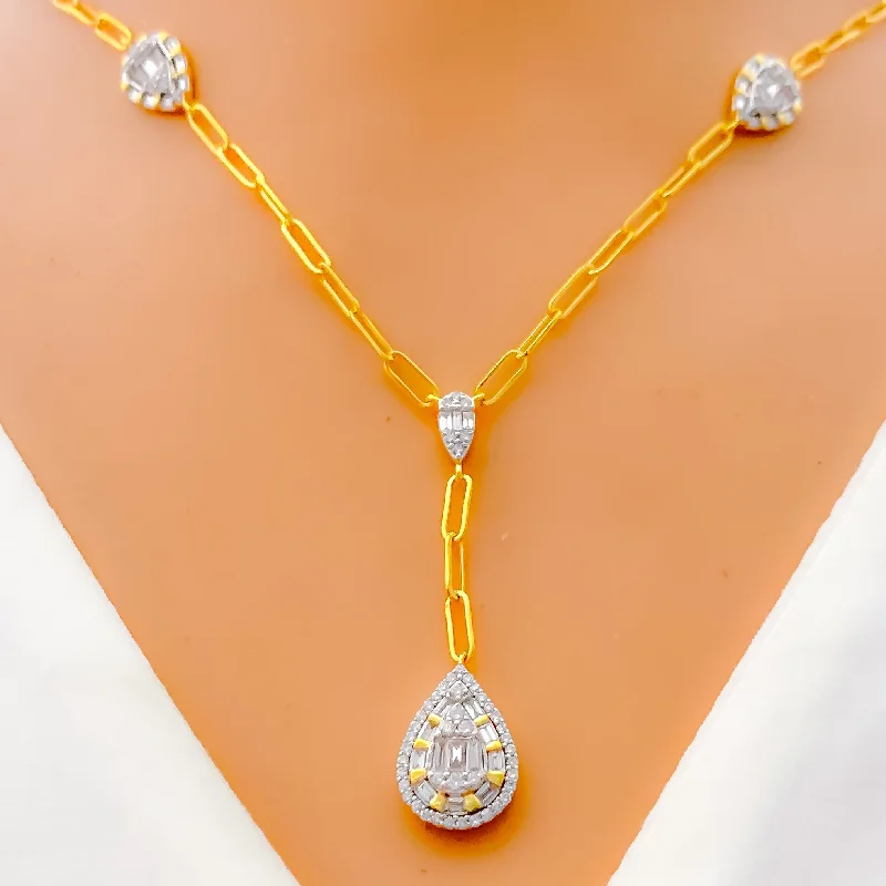 unique blue topaz ring Radiant Interlinked Diamond + 18k Gold Necklace