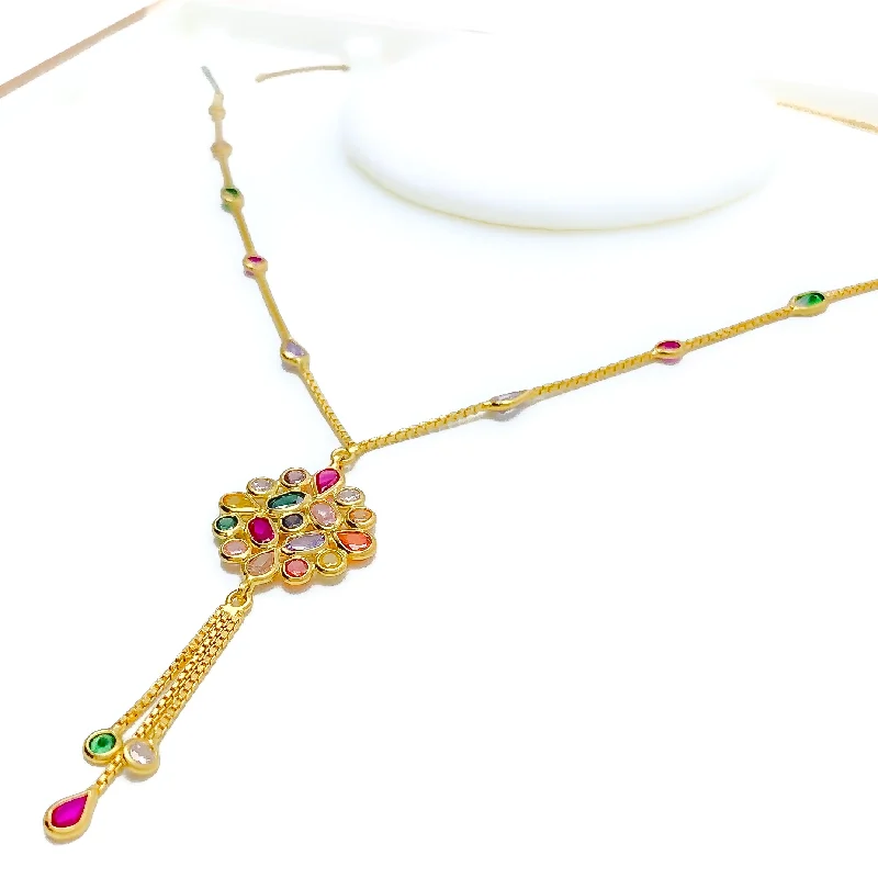 dainty gold anchor bracelet Radiant Round CZ 22k Gold Necklace