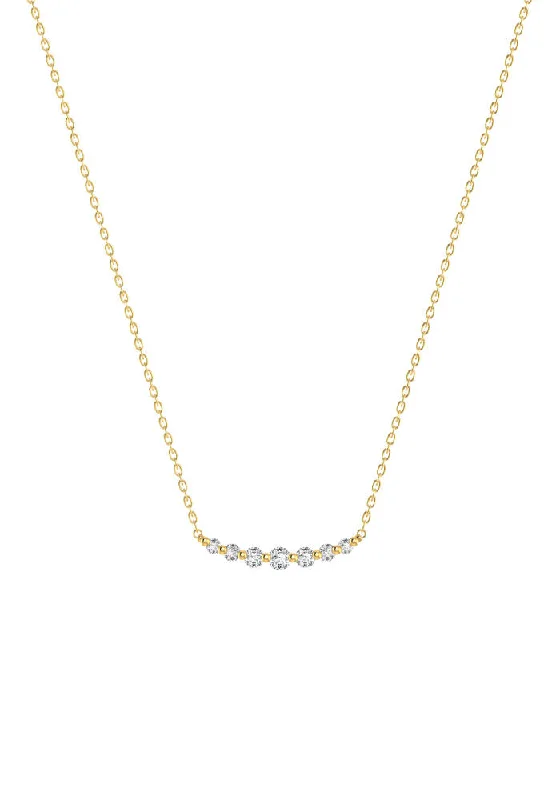 Double Degrade 18K Gold Necklace w. Lab-Grown Diamonds