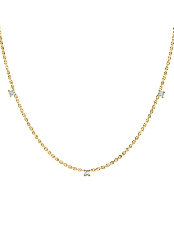 Triplet 18K Gold Necklace w. Lab-Grown Diamonds