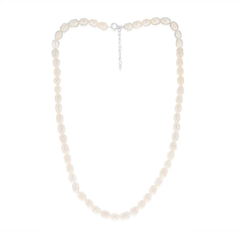 silver moon phase pendant Rice Pearls 6-7mm 45cm Strand on Sterling Silver Extendable Clasp silver moon phase pendant Rice Pearls 6-7mm 45cm Strand on Sterling Silver Extendable Clasp
