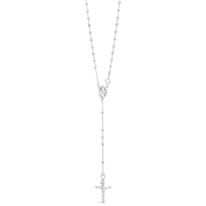 adjustable gemstone choker Rosary Bead 45cm Chain with Cross