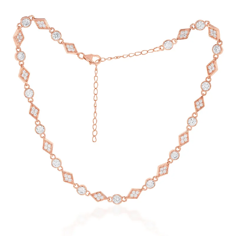 sterling silver angel wing pendant Rose Gold Plated Cubic Zirconia Fancy Choker Chain sterling silver angel wing pendant Rose Gold Plated Cubic Zirconia Fancy Choker Chain