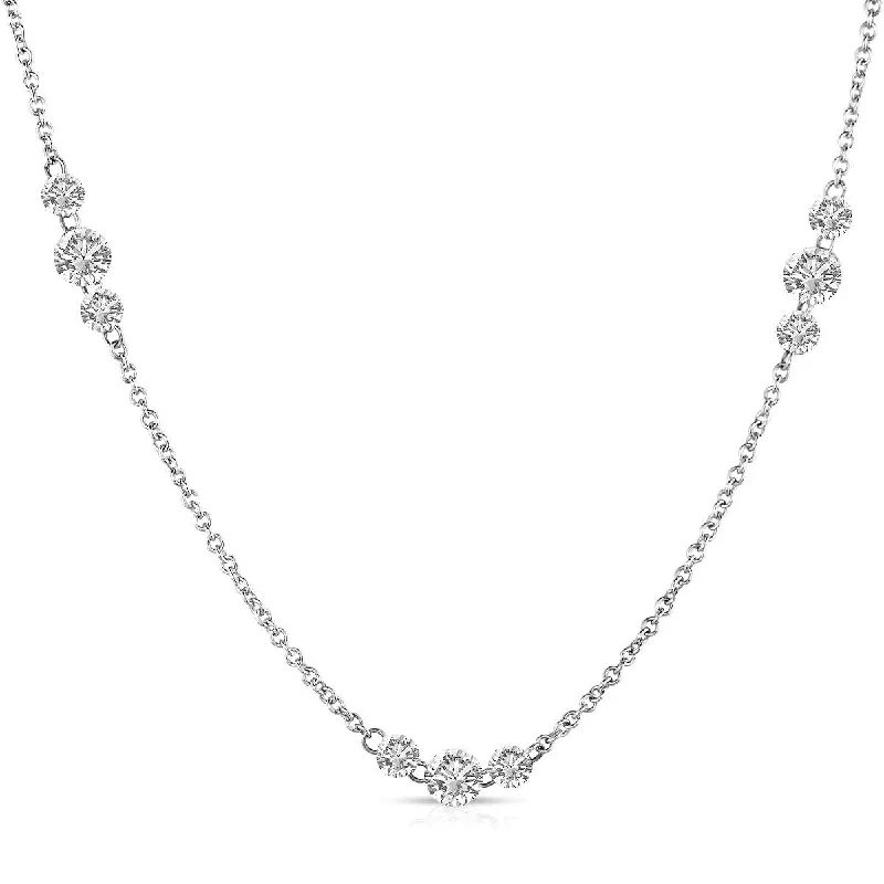 minimalist moonstone bracelet 14K White Gold Round Drilled Diamond By The Yard Necklace