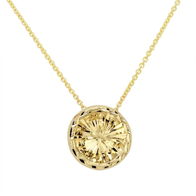 emerald-cut aquamarine necklace ROUND YELLOW GOLD DIAMOND CUT PENDANT NECKLACE