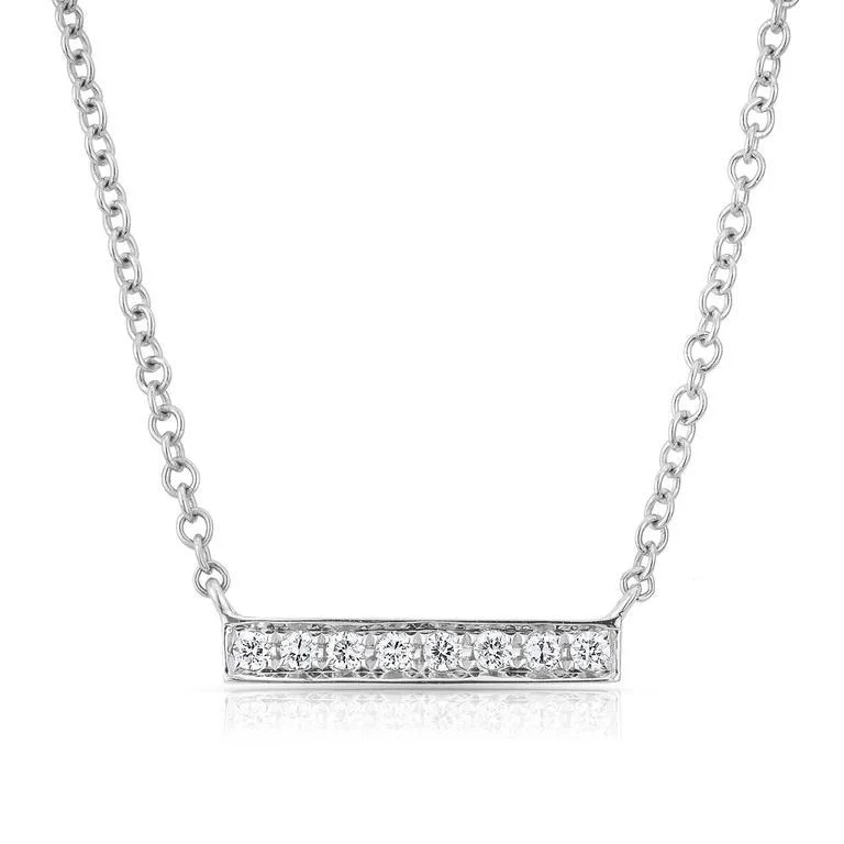 delicate chain necklace gold 14K White Gold Short Diamond Bar Necklace