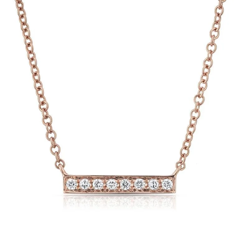 real diamond eternity band 14K Rose Gold Short Diamond Bar Necklace
