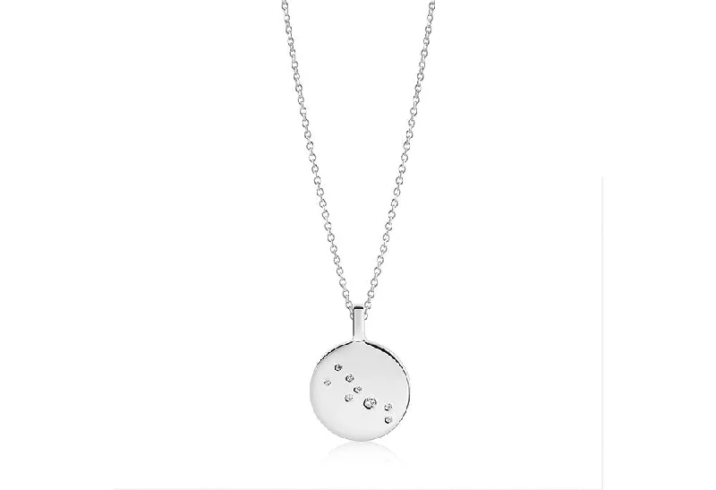 Zodiaco Taurus Silver Necklace w. White Zirconias