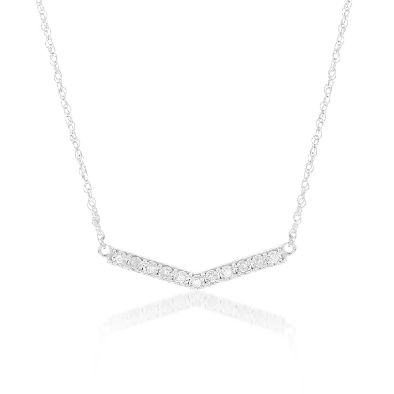 personalized initial ring stackable Silver 1/10 Carat Diamond 43.5cm Chain