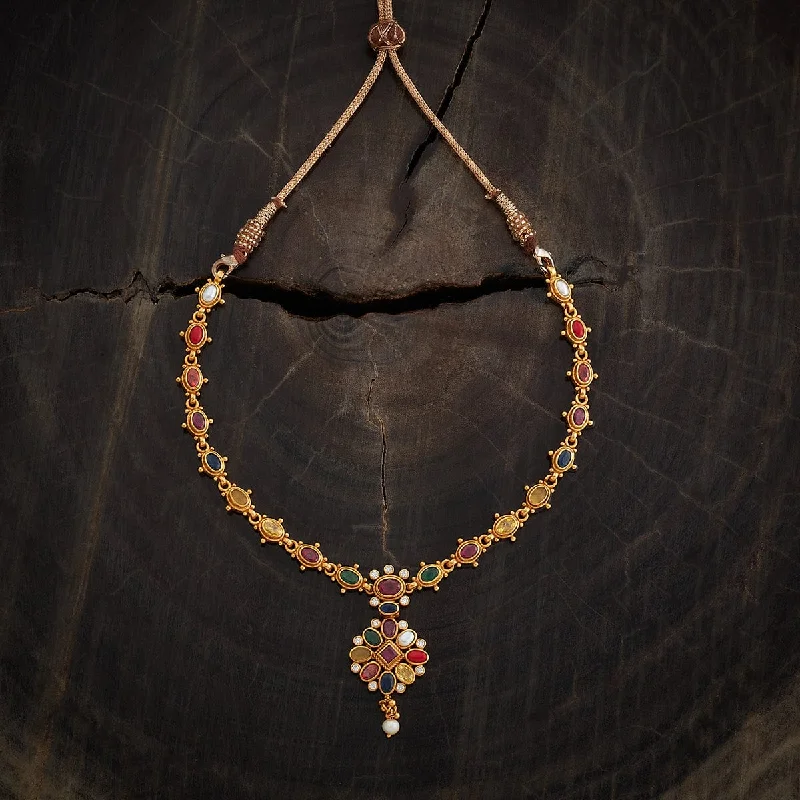 gold-plated chain necklace with charms Silver Temple Necklace 170245