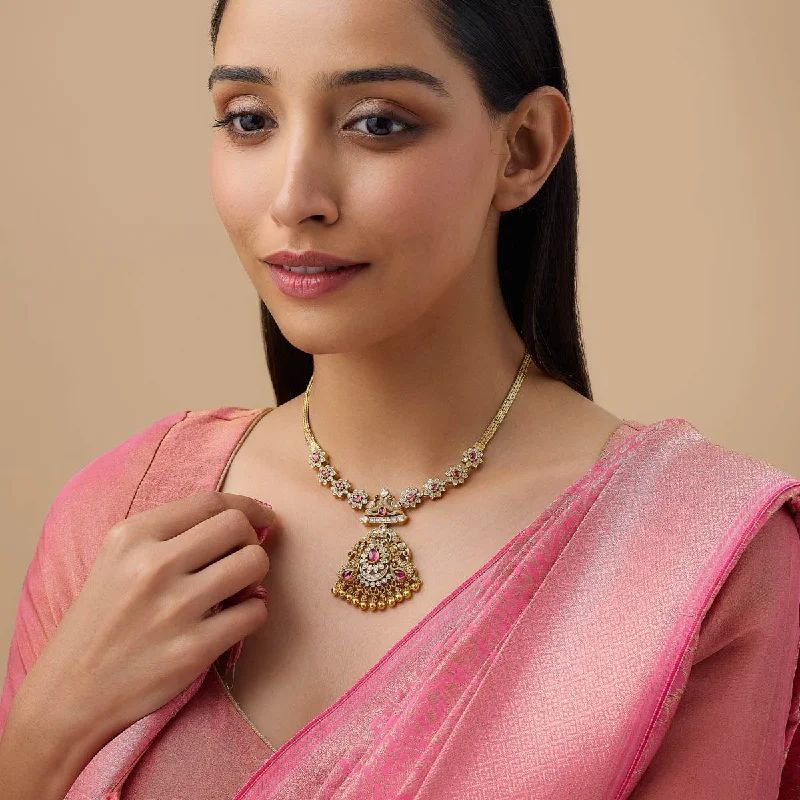 double-layered choker necklace Silver Temple Necklace 172782