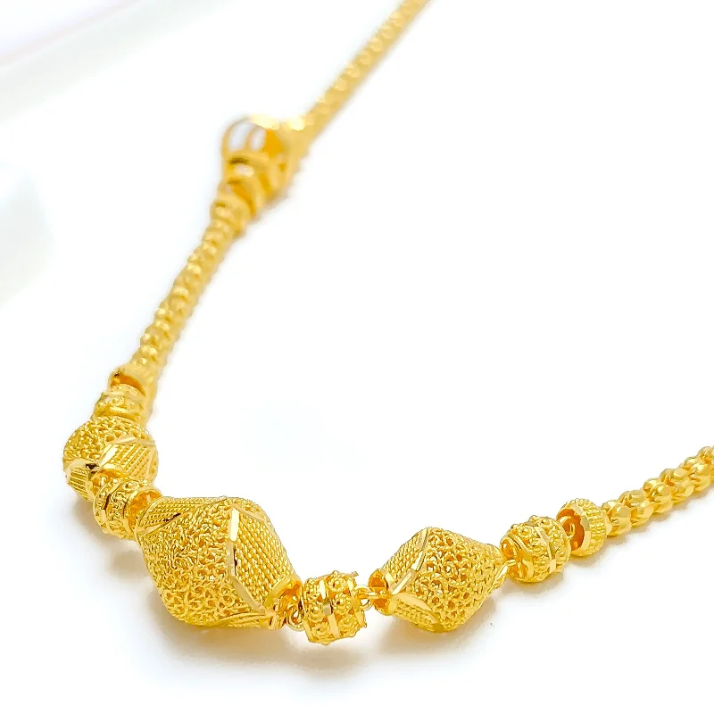 white gold necklace simple Sophisticated Curved Mesh 22k Gold Long Necklace - 29"