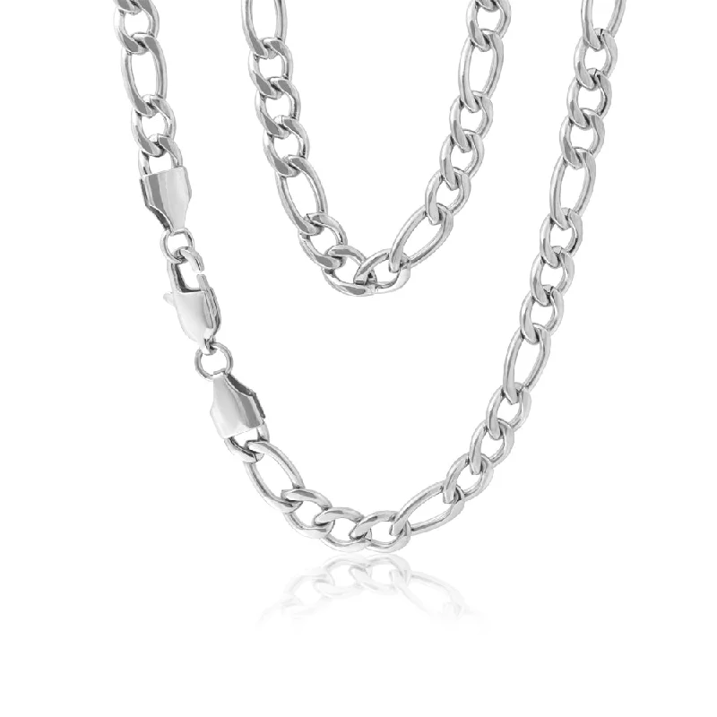 emerald-cut aquamarine necklace Stainless Steel Figaro 1:3 Chain