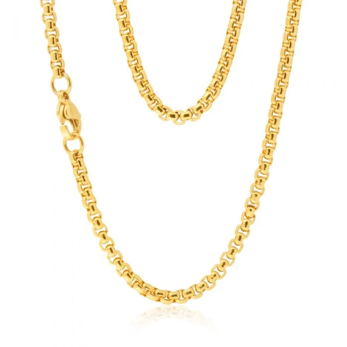 handmade beaded stretch bracelet Stainless Steel Gold Plated 55cm Box Chain