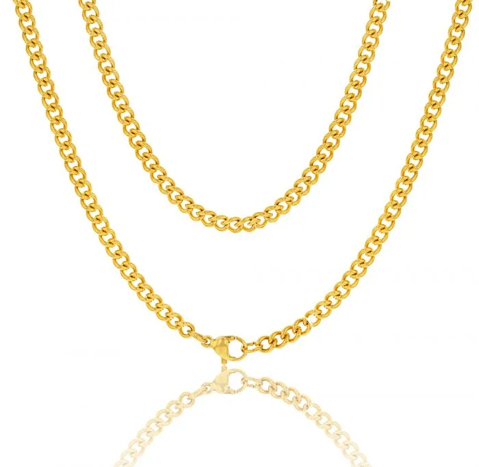 real tourmaline birthstone ring Stainless Steel Gold Plated 55cm Curb Chain