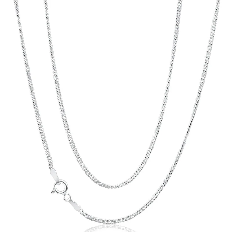 simple sapphire wedding band Sterling Silver 50cm 40 Gauge Double Curb Chain