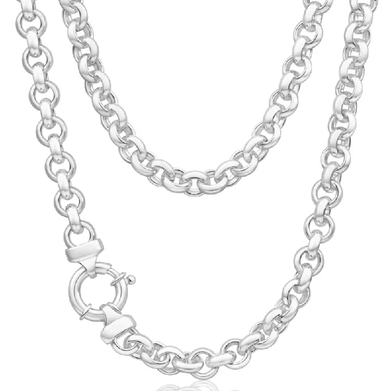 men’s engraved cuff bracelet Sterling Silver 50cm Belcher Boltring Chain