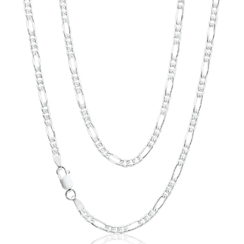 custom engraved infinity necklace Sterling Silver 50cm Diamond Cut Figaro 1:3 Chain