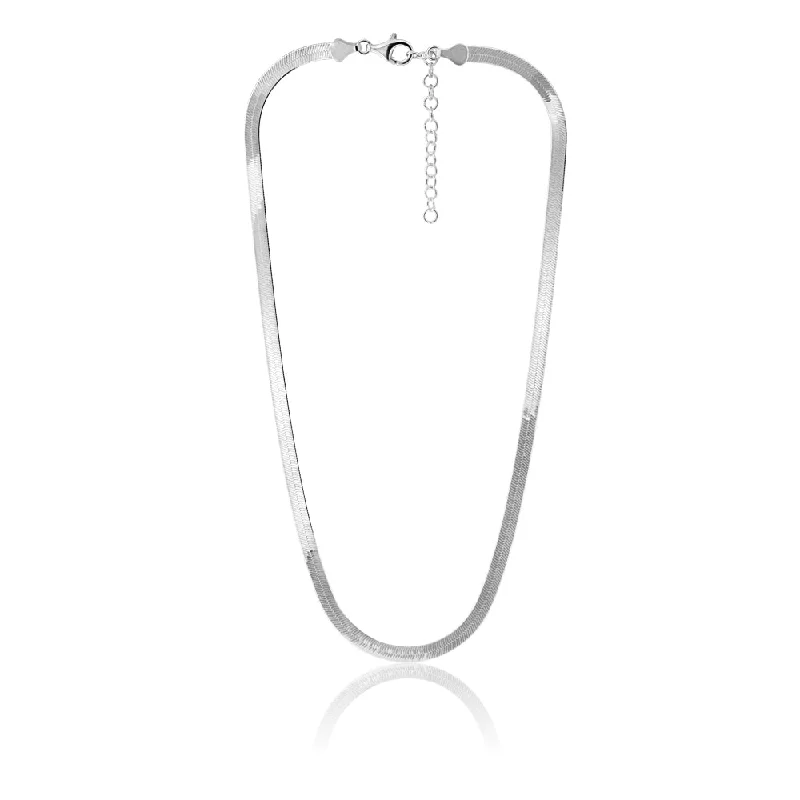 dainty gold anchor bracelet Sterling Silver 5mm Wide 46cm Flat Herringbone Necklet