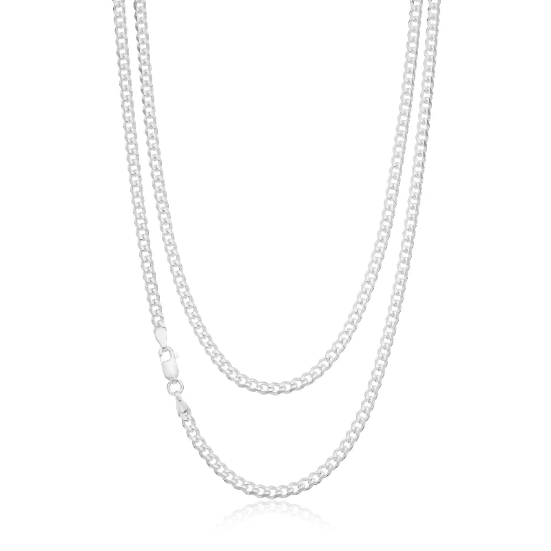 infinity necklace with birthstones Sterling Silver 70cm Bevdicut Curb 100 Gauge Chain