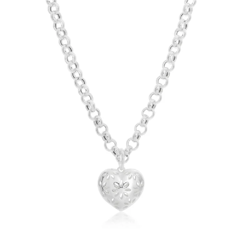 simple gold stacking rings Sterling Silver Belcher Heart Charm Necklace 45cm