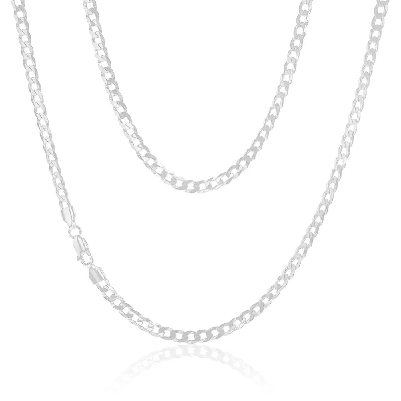 bold Cuban link bracelet men Sterling Silver Bevelled Curb 120Gauge 55cm Chain