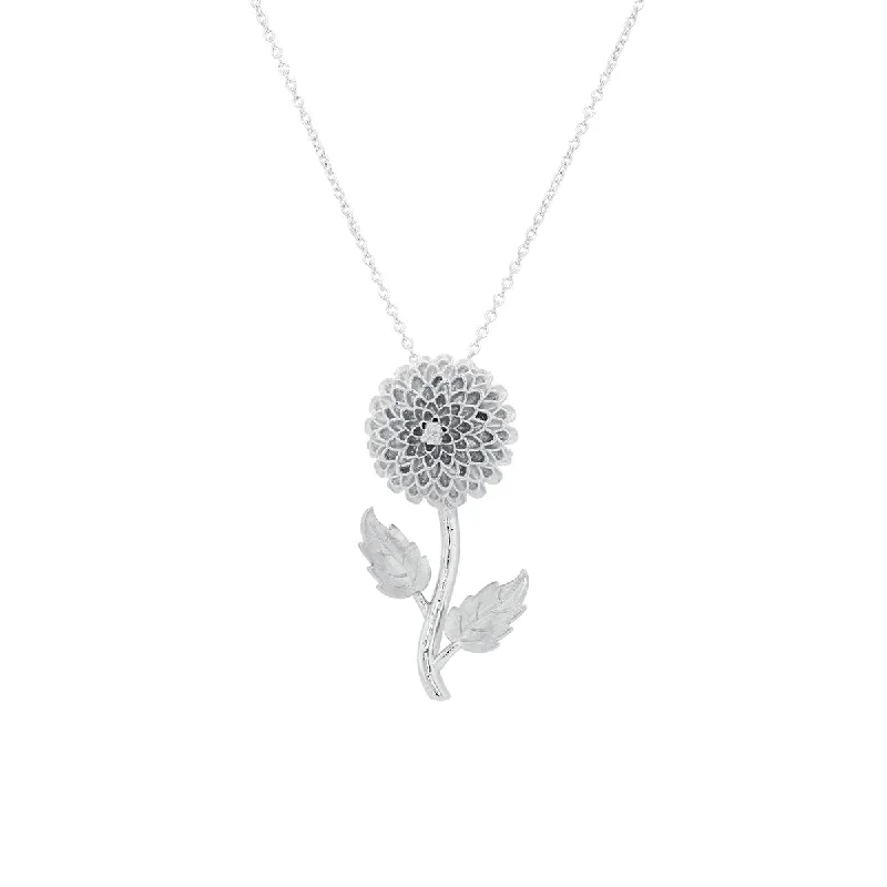 personalized hand-stamped bar ring STERLING SILVER CHRYSANTHEMUM PENDANT NECKLACE